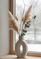 İskandinav Çizgili Dekoratif Silindir Vazo