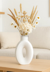 İskandinav Çizgili Dekoratif Silindir Vazo