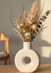 Çizgili Halka Vazo Minimalist İskandinav Tasarım