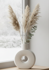 Çizgili Halka Vazo Minimalist İskandinav Tasarım