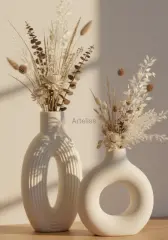 İkili Dekoratif Vazo Set | Silindir | Halka