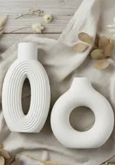 İkili Dekoratif Vazo Set | Silindir | Halka