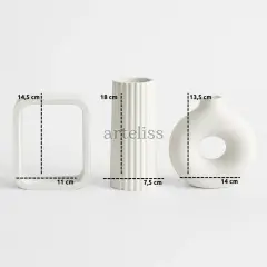 Üçlü Midi Vazo Set Dekoratif İskandinav Tasarım