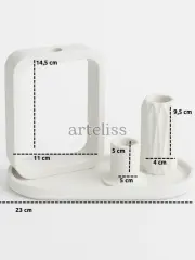 Dekoratif Tepsili Çerçeve Vazo Şamdan Seti