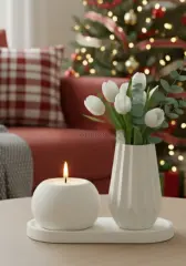 Tepsili Küre Kokulu Mum Mini Vazo Seti