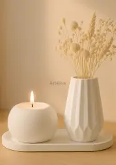 Tepsili Küre Kokulu Mum Mini Vazo Seti