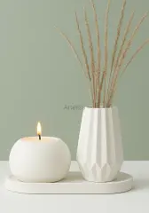 Tepsili Küre Kokulu Mum Mini Vazo Seti