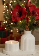 Tepsili Ahşap Fitilli Kokulu Mum Mini Vazo Seti