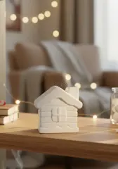 Dekoratif Kış Evi Beyaz Obje Biblo | Boyanabilir