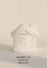 Dekoratif Kış Evi Beyaz Obje Biblo | Boyanabilir