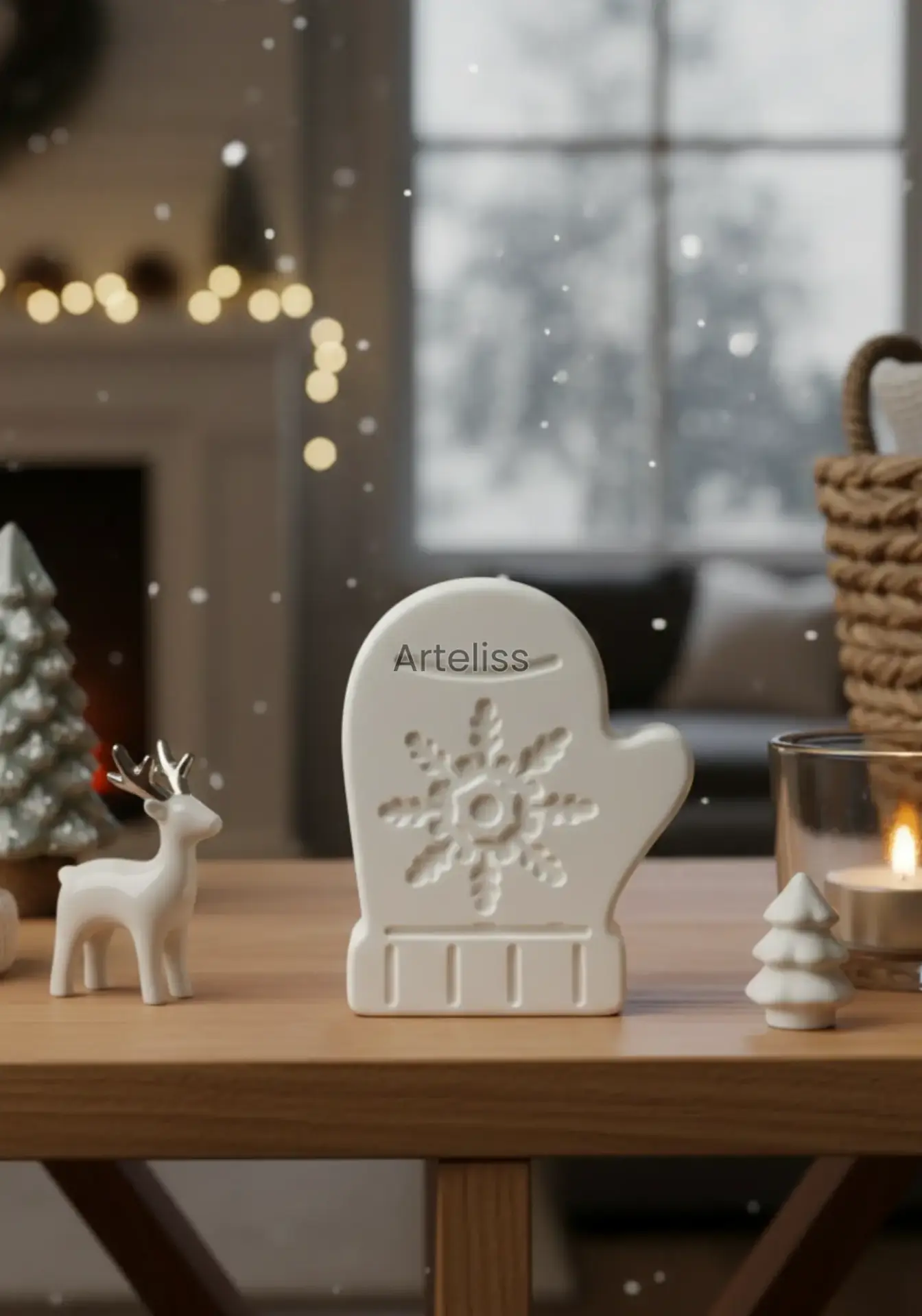 Kış Konseptli Dekoratif Noel Eldiven Obje | Boyanabilir