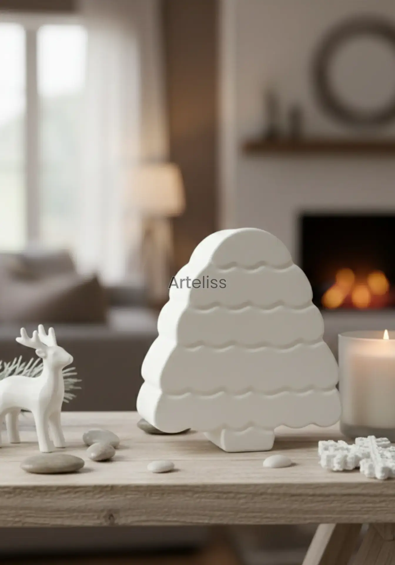 Kış Konseptli Dekoratif Ağaç Obje Biblo | Boyanabilir