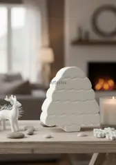 Kış Konseptli Dekoratif Ağaç Obje Biblo | Boyanabilir