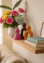 Dekoratif Renkli Soyut Üçlü Aile Figürü Biblo