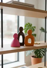 Dekoratif Renkli Soyut Üçlü Aile Figürü Biblo