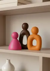 Dekoratif Renkli Soyut Üçlü Aile Figürü Biblo