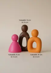 Dekoratif Renkli Soyut Üçlü Aile Figürü Biblo