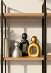 Dekoratif Renkli Soyut Üçlü Aile Figürü Obje