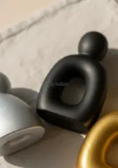 Dekoratif Renkli Soyut Üçlü Aile Figürü Obje