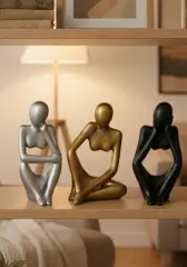 Dekoratif Soyut Üçlü Düşünen İnsan Figürü Obje