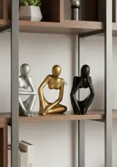 Dekoratif Soyut Üçlü Düşünen İnsan Figürü Obje