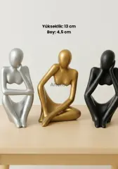 Dekoratif Soyut Üçlü Düşünen İnsan Figürü Obje