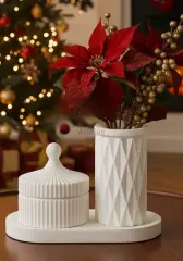 Organizer Kapaklı Mini Kavanoz Vazo Tepsili Set