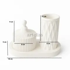 Organizer Kapaklı Mini Kavanoz Vazo Tepsili Set