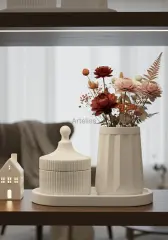 Organizer Kapaklı Mini Kavanoz Vazo Tepsili Set