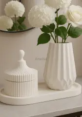 Organizer Kapaklı Mini Kavanoz Vazo Tepsili Set