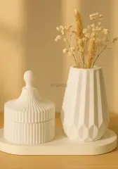 Organizer Kapaklı Mini Kavanoz Vazo Tepsili Set