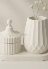 Organizer Kapaklı Mini Kavanoz Vazo Tepsili Set