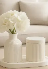 Organizer Kapaklı Büyük Kavanoz Vazo Tepsili Set