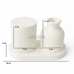 Organizer Kapaklı Büyük Kavanoz Vazo Tepsili Set