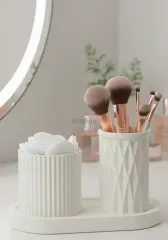 Organizer Kapaklı Büyük Kavanoz Vazo Tepsili Set