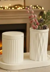 Organizer Kapaklı Büyük Kavanoz Vazo Tepsili Set