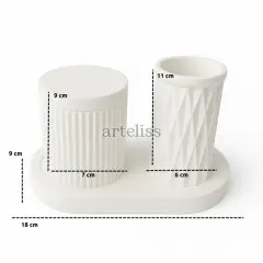 Organizer Kapaklı Büyük Kavanoz Vazo Tepsili Set