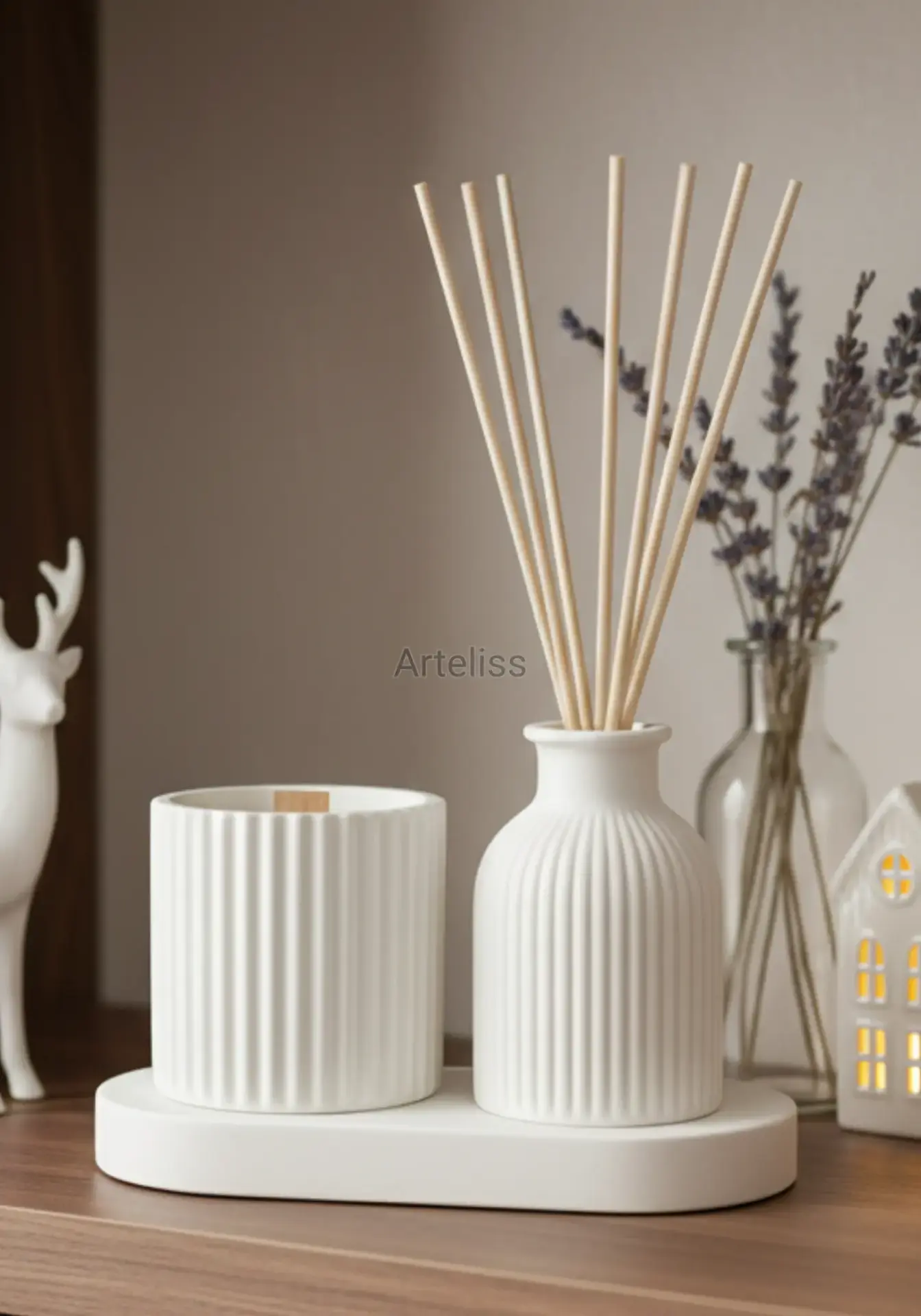 Organik Lavanta Oda Kokusu Büyük Mum Seti