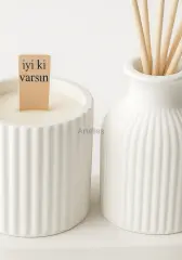 Organik Lavanta Oda Kokusu Büyük Mum Seti