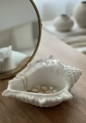 Dekoratif Beyaz Deniz Kabuğu Takı Tabağı