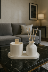 Lavanta Kokulu Mum & Bambu Çubuklu Oda Kokusu Set
