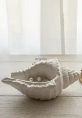 Dekoratif Beyaz Deniz Kabuğu Takı Tabağı