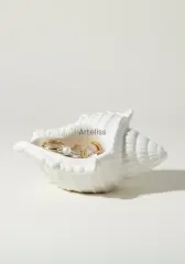 Dekoratif Beyaz Deniz Kabuğu Takı Tabağı