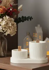 İkili Ahşap Fitilli Tepsili Kokulu Mum Seti