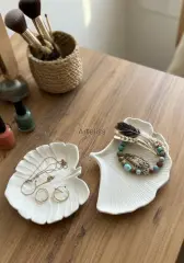 2'li Ginkgo Ve Monstera Yaprağı Sunum Tabak