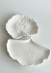 2'li Ginkgo Ve Monstera Yaprağı Sunum Tabak