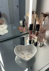 Dekoratif Beyaz Mini Kalp Takı Obje Tabağı