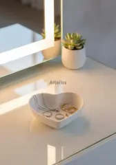 Dekoratif Beyaz Mini Kalp Takı Obje Tabağı