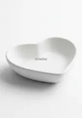 Dekoratif Beyaz Mini Kalp Takı Obje Tabağı