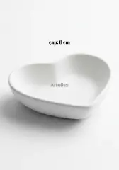 Dekoratif Beyaz Mini Kalp Takı Obje Tabağı